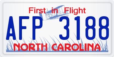NC license plate AFP3188