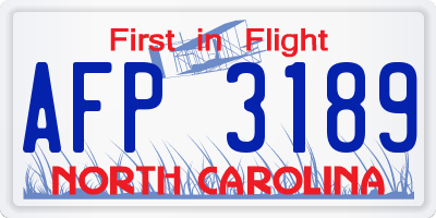 NC license plate AFP3189