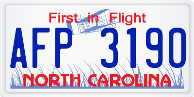 NC license plate AFP3190