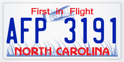 NC license plate AFP3191