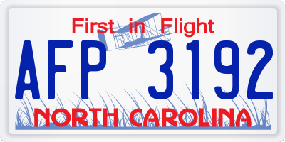 NC license plate AFP3192