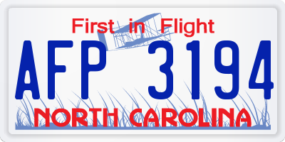 NC license plate AFP3194
