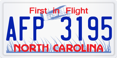 NC license plate AFP3195
