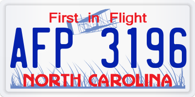 NC license plate AFP3196