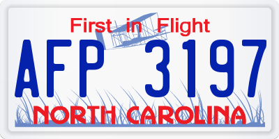 NC license plate AFP3197