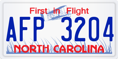 NC license plate AFP3204