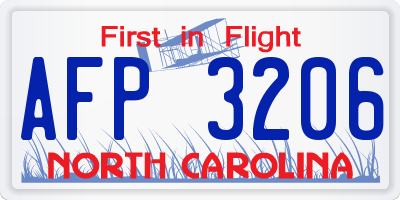 NC license plate AFP3206