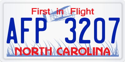 NC license plate AFP3207