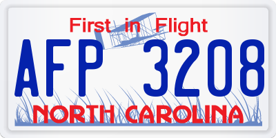 NC license plate AFP3208