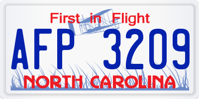 NC license plate AFP3209