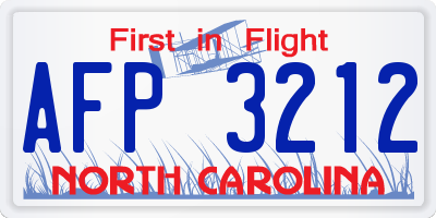 NC license plate AFP3212