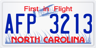 NC license plate AFP3213