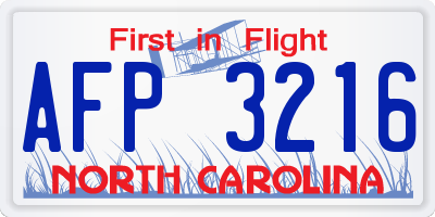 NC license plate AFP3216