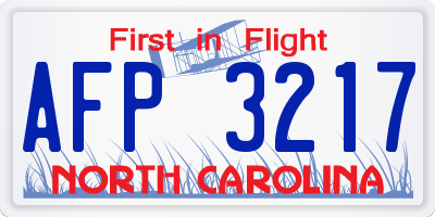 NC license plate AFP3217