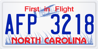 NC license plate AFP3218