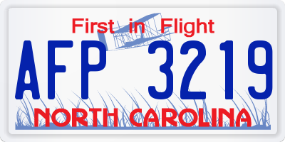 NC license plate AFP3219