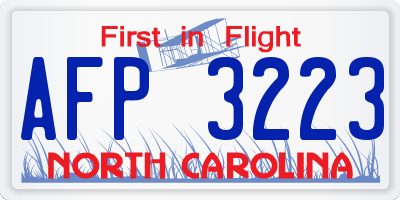 NC license plate AFP3223