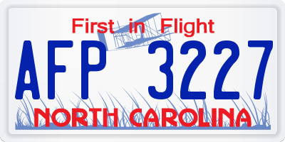 NC license plate AFP3227