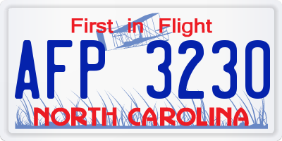 NC license plate AFP3230