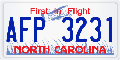 NC license plate AFP3231