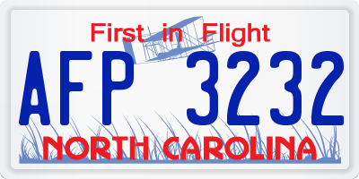 NC license plate AFP3232