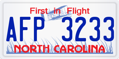 NC license plate AFP3233