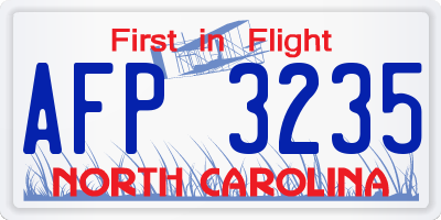 NC license plate AFP3235