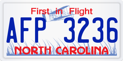 NC license plate AFP3236
