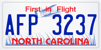 NC license plate AFP3237