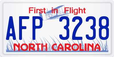 NC license plate AFP3238