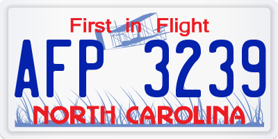 NC license plate AFP3239