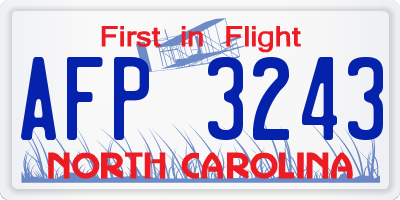NC license plate AFP3243