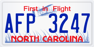 NC license plate AFP3247
