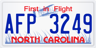 NC license plate AFP3249