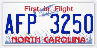 NC license plate AFP3250