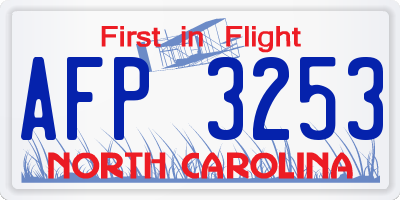 NC license plate AFP3253