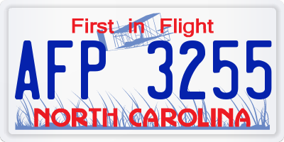 NC license plate AFP3255
