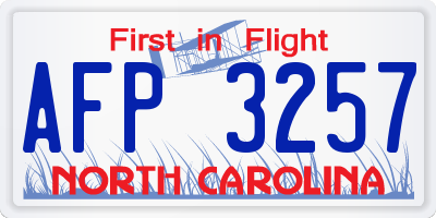NC license plate AFP3257