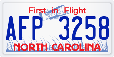 NC license plate AFP3258