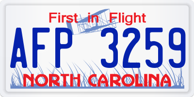 NC license plate AFP3259