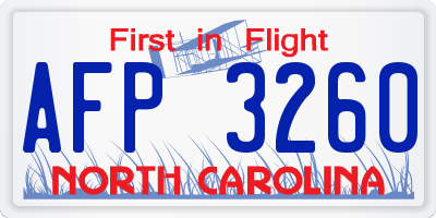 NC license plate AFP3260