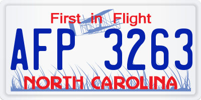 NC license plate AFP3263