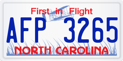 NC license plate AFP3265