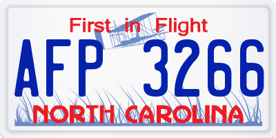 NC license plate AFP3266