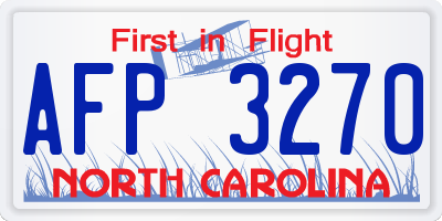 NC license plate AFP3270