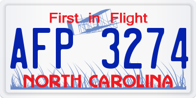 NC license plate AFP3274