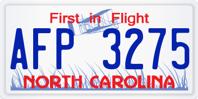 NC license plate AFP3275