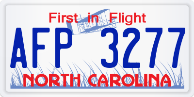 NC license plate AFP3277