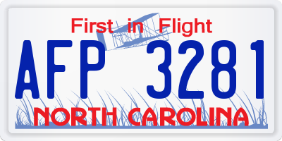 NC license plate AFP3281