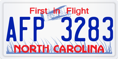 NC license plate AFP3283